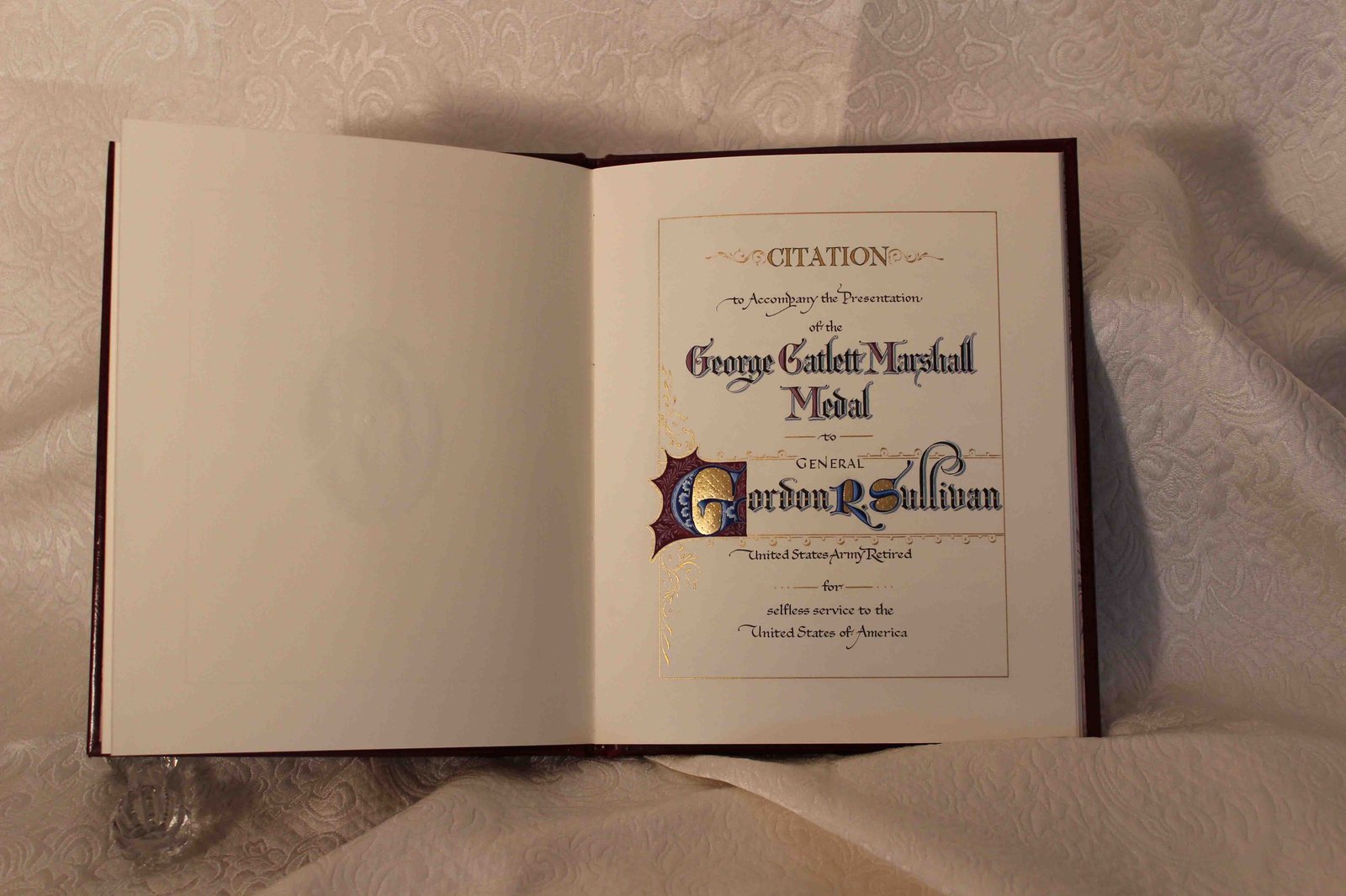 AUSA George Catlett Marshal Award-Citation-Page